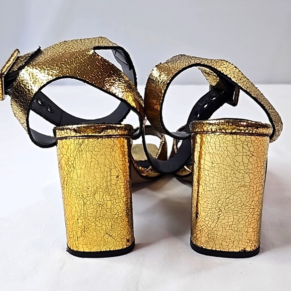 Topshop Gold Strappy Womens Sandals Heels Size 37 - Picture 5 of 7